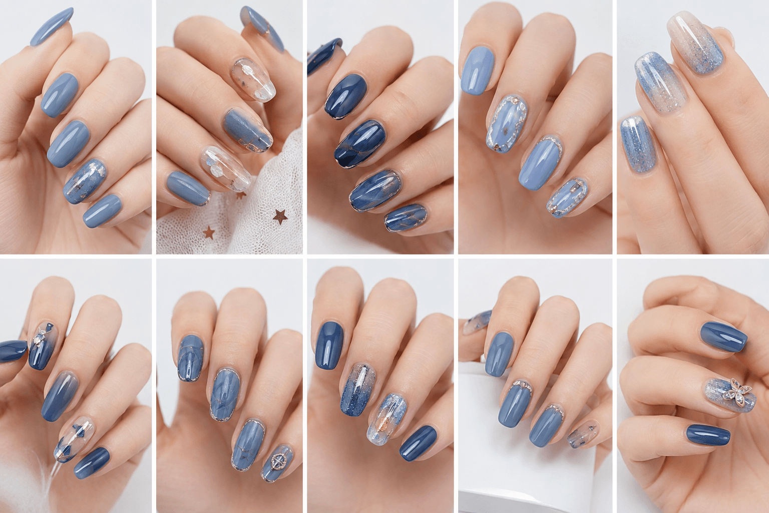 Blue nails offer a fresh, stylish, and versatile look that can feel calm, cool, playful, or futuristic. Pale sky blue creates a soft and clean impression, navy blue looks elegant and mature, while cobalt or electric blue feels modern and eye-catching. This color works well for both minimal manicures and creative nail art inspired by water, denim, crystals, winter nights, or cyber fashion. Blue nail designs are especially useful for users who want something more distinctive than nude or pink but less traditionally bold than red or black. With the right finish, blue nails can look airy in spring, refreshing in summer, refined in winter, or artistic all year.