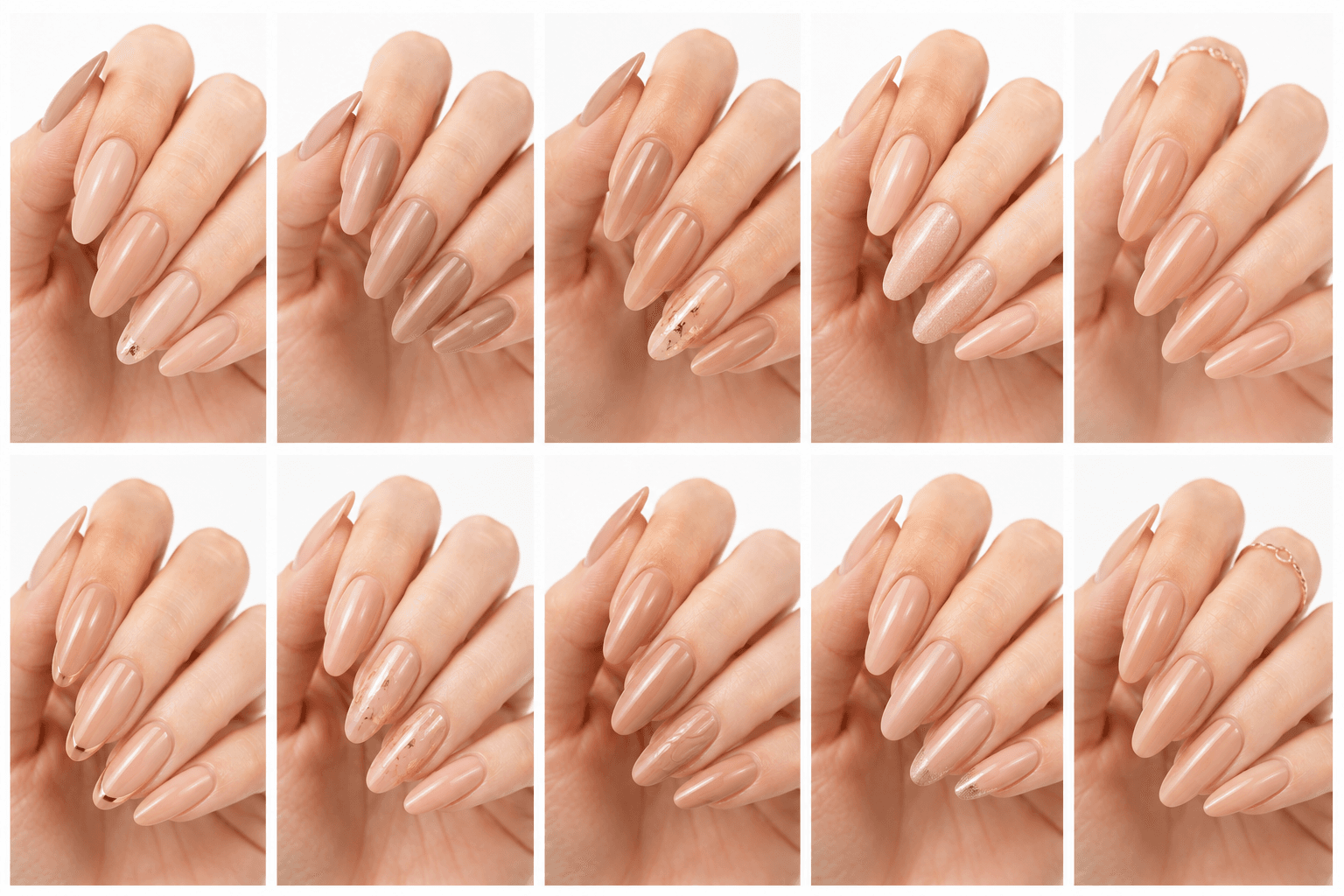 Nude nails are a timeless beauty style built around soft beige, milky pink, caramel, taupe, and skin-tone shades. This look enhances the natural elegance of the hands without feeling too bold, making it ideal for daily wear, office settings, bridal looks, and minimalist fashion. Nude designs can be glossy, matte, sheer, ombré, or decorated with subtle chrome, pearls, fine glitter, or thin line art. Because the color sits close to the natural nail and skin tone, it creates a clean, elongated, and refined impression. It is one of the most versatile nail styles for users who want a polished manicure that feels expensive, effortless, and easy to match with any outfit.