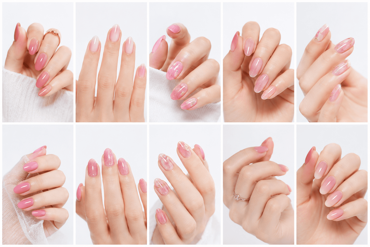 Pink nails are feminine, fresh, and highly adaptable, ranging from soft baby pink and milky rose to hot pink, blush jelly, and romantic mauve. This style can look sweet, elegant, playful, or luxurious depending on the shade and finish. Light pink gives a clean and youthful impression, while deeper rose and magenta tones create a more confident statement. Pink pairs beautifully with French tips, hearts, bows, pearls, chrome powder, glitter, flowers, and blush gradients. It is a popular choice for dates, weddings, spring looks, coquette aesthetics, and everyday manicures. For users who want a manicure that feels charming but still wearable, pink nails offer endless styling options.