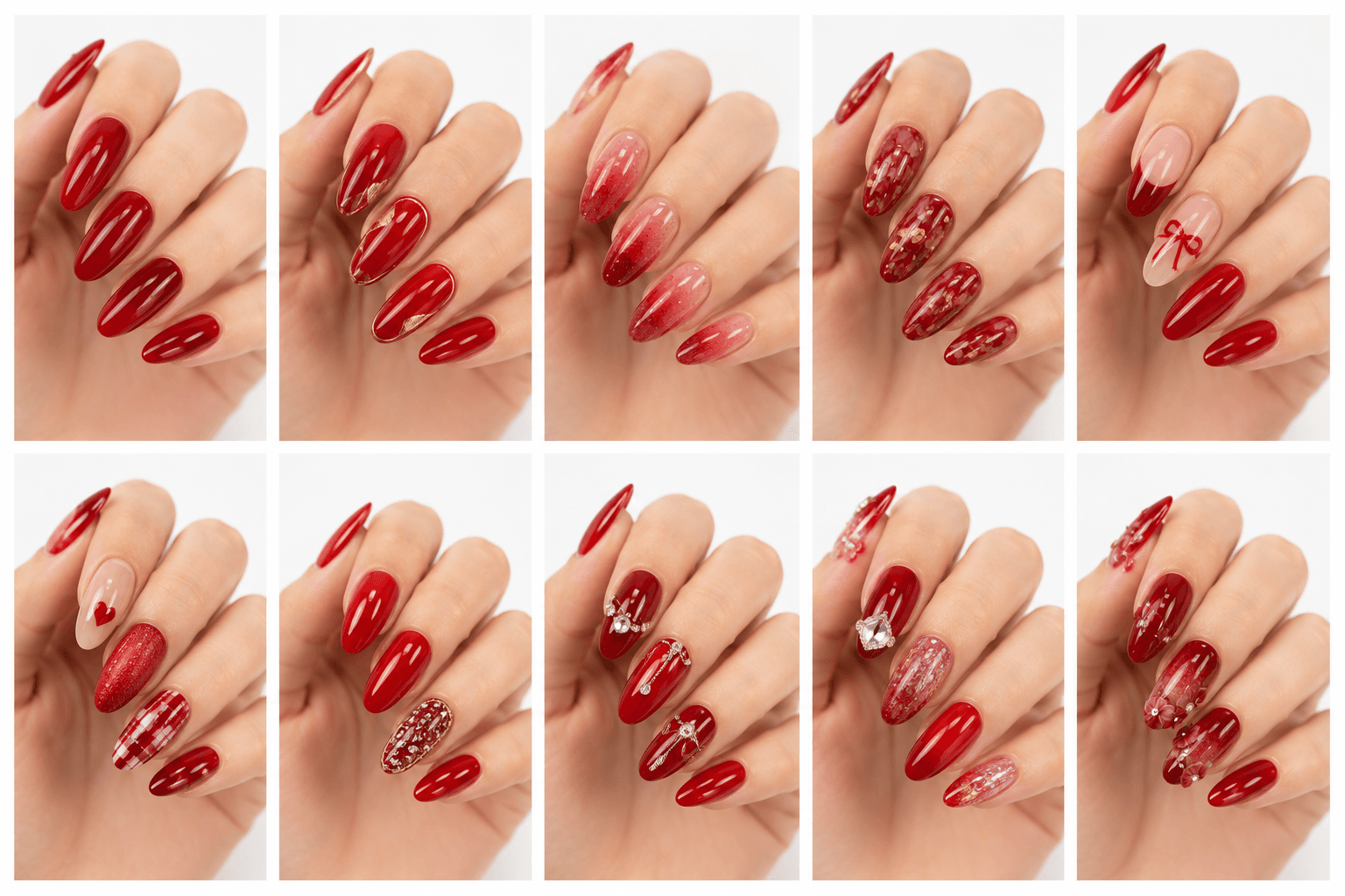 Red nails are a timeless beauty statement that combines confidence, femininity, and classic glamour. This style can look elegant, romantic, bold, or luxurious depending on the shade and finish. Cherry red feels fresh and playful, deep wine red adds maturity, while glossy crimson creates a polished salon look. Red nail designs work beautifully for everyday wear, parties, dates, holidays, and formal events. They are also highly photogenic, making them ideal for nail galleries, beauty editorials, and AI style recommendations. Whether used as a full-color manicure, French tip, ombré, glitter accent, or minimalist detail, red nails always bring attention to the hands in a sophisticated way.