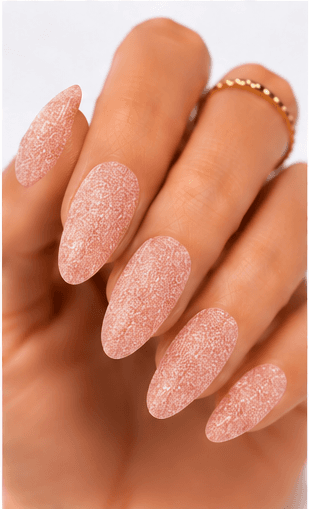 Sugar nails create a fine sparkling texture that looks like crystallized sugar dusted over the nail surface. The effect is usually made with sugar powder, fine glitter, textured gel, or sprinkled particles that stay slightly raised after curing. This style feels cute, festive, and tactile, but it can also look refined when done in white, champagne, or soft pastel tones. Sugar nails are popular for snow themes, holiday designs, dessert-inspired looks, bridal sparkle, and kawaii collections. They work especially well as accent nails, sweater patterns, frosted French tips, or delicate textured details in photo galleries and salon menus.