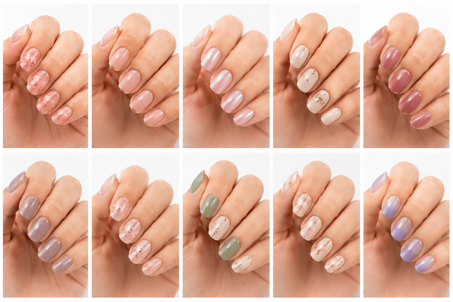 Round nails are shaped with softly curved edges that follow the natural fingertip, creating a clean, gentle, and practical look. This shape is especially popular for short nails because it makes the hands look neat without needing much length. Round nails suit everyday wear, office settings, natural manicures, minimalist nail art, and clients who prefer comfort over dramatic styling. The shape is easy to maintain, less likely to catch on fabric, and works well with sheer nude, milky, French, floral, and simple glossy designs. It is a reliable option for nail salons, recommendation systems, and users who want a natural but polished finish.