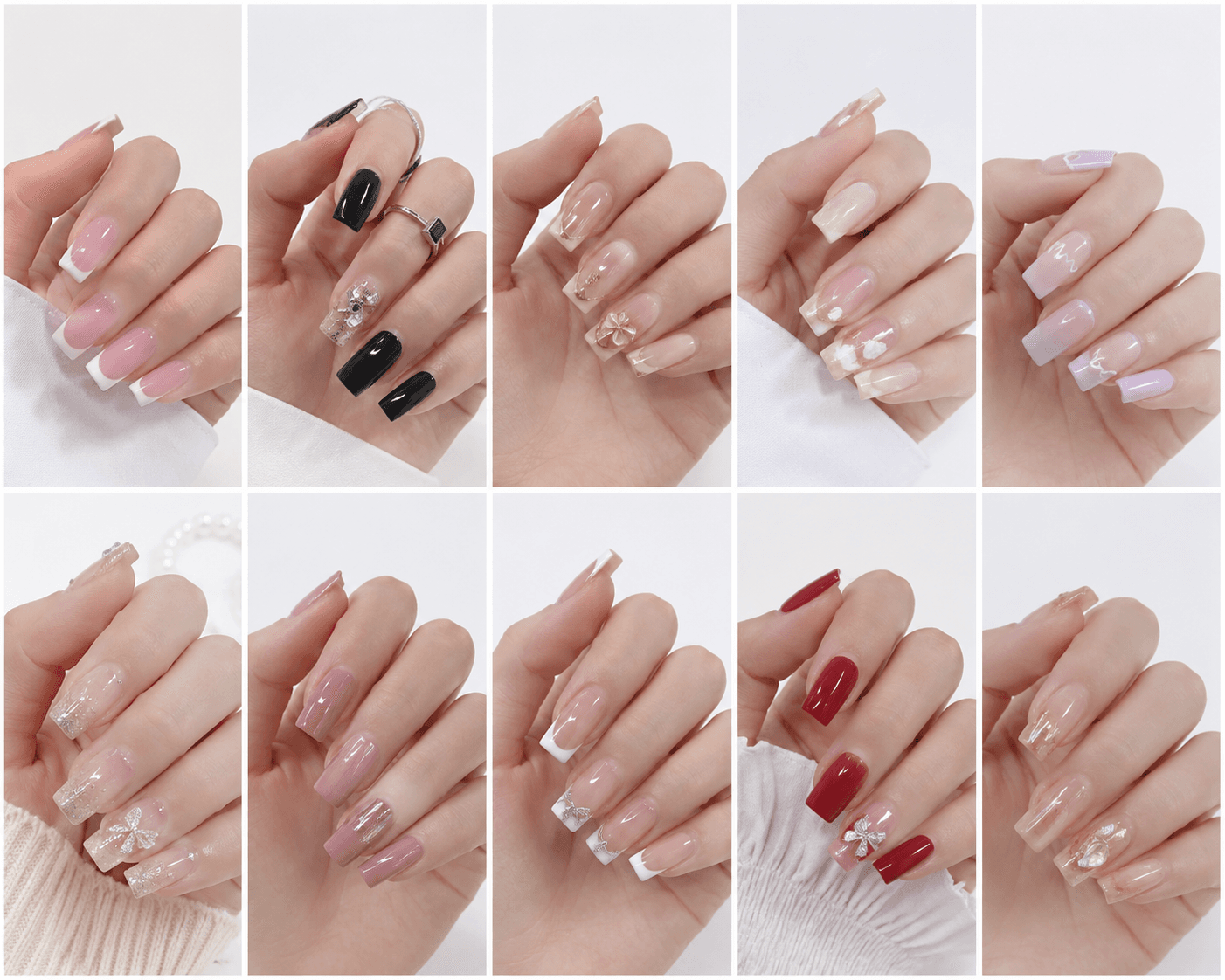Square nails have straight sidewalls and a flat free edge, creating a clean, structured, and modern manicure shape. This shape is popular for clients who like a neat, confident look and want enough surface area for color, French tips, graphic art, glitter, or chrome. Square nails can be worn short for a practical office-friendly manicure or longer for a bold salon look. They are especially strong for classic French manicures, solid colors, geometric designs, and trend-based nail galleries. The shape gives a crisp finish, but it requires balanced filing and careful corner maintenance to avoid snagging or sharp edges.