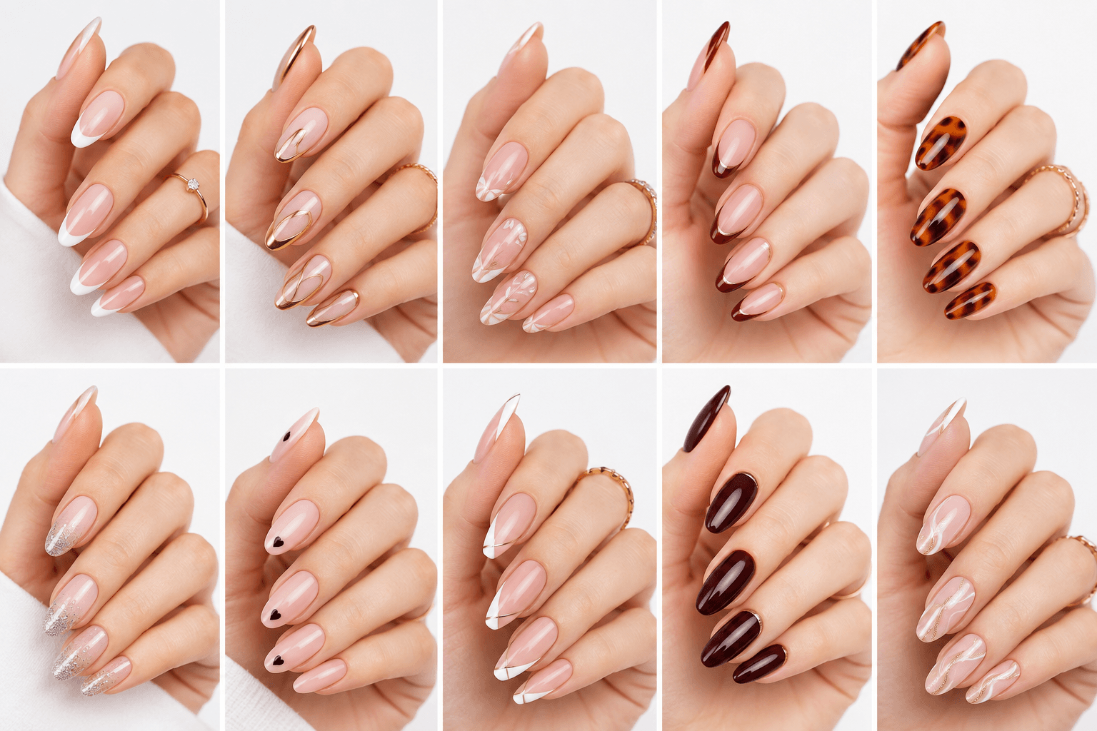 Elegant nail style epitomizes timeless sophistication and refined beauty. Featuring clean lines, luxurious finishes, and understated glamour, this look uses delicate details like fine gold lines, soft French tips, shimmering metallics, and classic monochrome tones. It exudes grace and poise, making it a favorite for those who appreciate classic beauty with a modern touch.