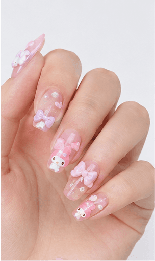 Kawaii nail style is all about maximum cuteness and playful charm. Bursting with pastel colors, adorable motifs like hearts, stars, bows, animals, and sweet characters, this style brings joy and youthful energy to your fingertips. Inspired by Japanese pop culture, kawaii nails are perfect for expressing a fun, optimistic personality and adding a touch of whimsy to your everyday look.