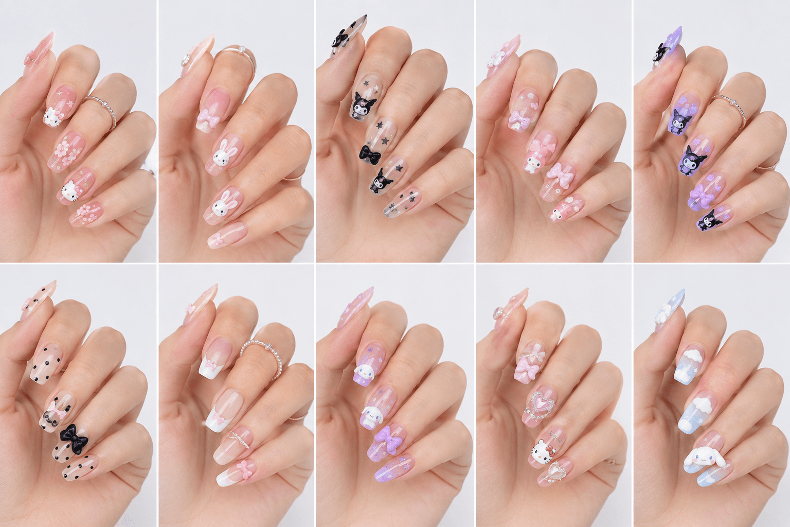 Kawaii nail style is all about maximum cuteness and playful charm. Bursting with pastel colors, adorable motifs like hearts, stars, bows, animals, and sweet characters, this style brings joy and youthful energy to your fingertips. Inspired by Japanese pop culture, kawaii nails are perfect for expressing a fun, optimistic personality and adding a touch of whimsy to your everyday look.