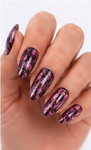 Foil nails use thin metallic or colored foil pieces to add shine, texture, and an irregular luxury effect to the manicure. The foil can be pressed lightly for scattered accents, layered under sheer gel for a soft glow, or placed boldly over dark colors for a dramatic editorial look. This style is popular because it gives every set a handcrafted, premium feeling without requiring complex hand painting. Gold foil feels elegant and bridal, silver foil looks modern, while holographic or colored foil creates a playful fashion mood. It works well for salon galleries, seasonal collections, and clients who want detail with minimal effort.