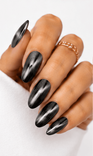 Magnet nails use magnetic gel polish to create controlled light movement, shimmer placement, and dimensional effects across the nail surface. While cat-eye is one popular version, magnet nails can include velvet glow, galaxy effects, diagonal beams, French magnet tips, and soft diffused shine. This style is highly flexible because the same gel can look completely different depending on how the magnet is applied. It is ideal for modern salon menus, trend-driven nail apps, and AI recommendations because it offers many variations from subtle everyday shine to dramatic party nails. The finish feels premium, dynamic, and visually rich.