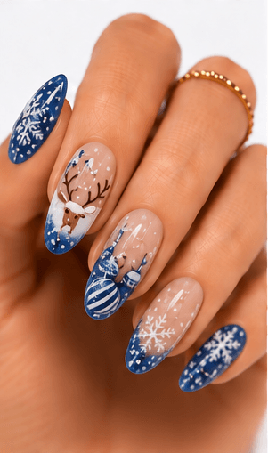 Christmas nails are festive designs inspired by holiday colors, cozy textures, winter motifs, gifts, ornaments, snowflakes, candy canes, stars, wreaths, and sparkling lights. This theme can be cute with tiny icons, elegant with red and gold, cozy with sweater patterns, or luxurious with glitter, velvet, chrome, and rhinestones. Christmas nails are highly seasonal and extremely useful for salon campaigns, holiday menus, social media galleries, and recommendation systems. They can be adapted for clients who want a subtle winter accent or a full festive statement set. The theme is easy to organize by color palette, motif, sparkle level, and occasion.