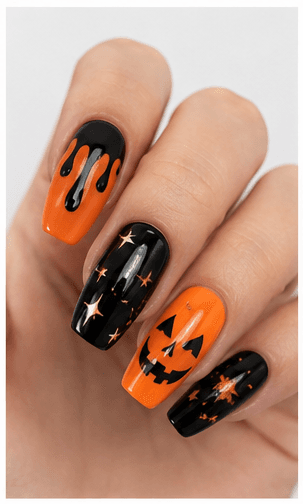 Halloween nails are playful, spooky, and dramatic designs inspired by ghosts, pumpkins, bats, spiders, moons, stars, black cats, candles, skulls, candy, and gothic details. This theme can be cute with pastel ghosts, stylish with black and chrome, eerie with dark gradients, or glamorous with glitter, velvet, and rhinestones. Halloween nails are excellent for October salon campaigns, costume parties, themed photo shoots, and social media content. They can be subtle enough for everyday wear or bold enough to complete a costume. For websites and apps, the theme is easy to classify by spooky level, color palette, motif type, and party mood.