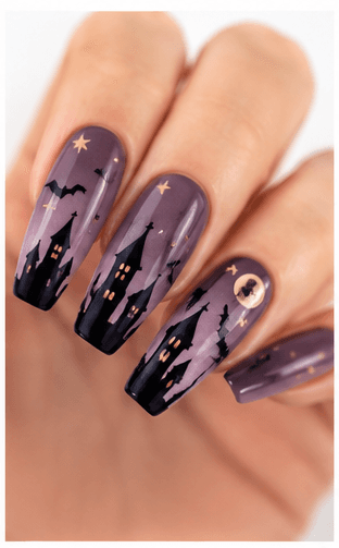 Halloween nails are playful, spooky, and dramatic designs inspired by ghosts, pumpkins, bats, spiders, moons, stars, black cats, candles, skulls, candy, and gothic details. This theme can be cute with pastel ghosts, stylish with black and chrome, eerie with dark gradients, or glamorous with glitter, velvet, and rhinestones. Halloween nails are excellent for October salon campaigns, costume parties, themed photo shoots, and social media content. They can be subtle enough for everyday wear or bold enough to complete a costume. For websites and apps, the theme is easy to classify by spooky level, color palette, motif type, and party mood.