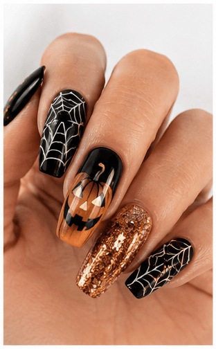 Halloween nails are playful, spooky, and dramatic designs inspired by ghosts, pumpkins, bats, spiders, moons, stars, black cats, candles, skulls, candy, and gothic details. This theme can be cute with pastel ghosts, stylish with black and chrome, eerie with dark gradients, or glamorous with glitter, velvet, and rhinestones. Halloween nails are excellent for October salon campaigns, costume parties, themed photo shoots, and social media content. They can be subtle enough for everyday wear or bold enough to complete a costume. For websites and apps, the theme is easy to classify by spooky level, color palette, motif type, and party mood.